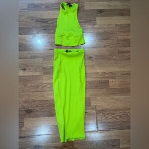 Lulus Neon Green Ribbed Set